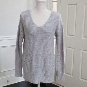 It's Our Time Light Gray Long Sleeve Sweater Crisscross Back Detail Size Small